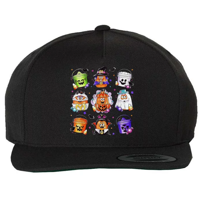 Chicken Nuggets Pumpkin Halloween Vintage Wool Snapback Cap