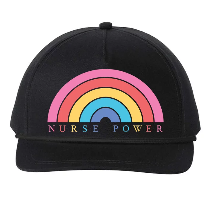 Cute Nurse Power Rainbow Nursing Nursery Funny Gift Cool Gift Snapback Five-Panel Rope Hat