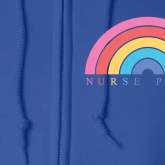 Cute Nurse Power Rainbow Nursing Nursery Funny Gift Cool Gift Full Zip Hoodie