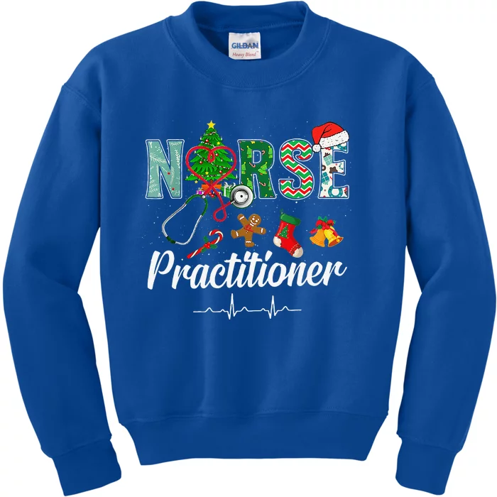 Christmas Nurse Practitioner Scrubs Nurse Xmas Stethoscope Kids Sweatshirt