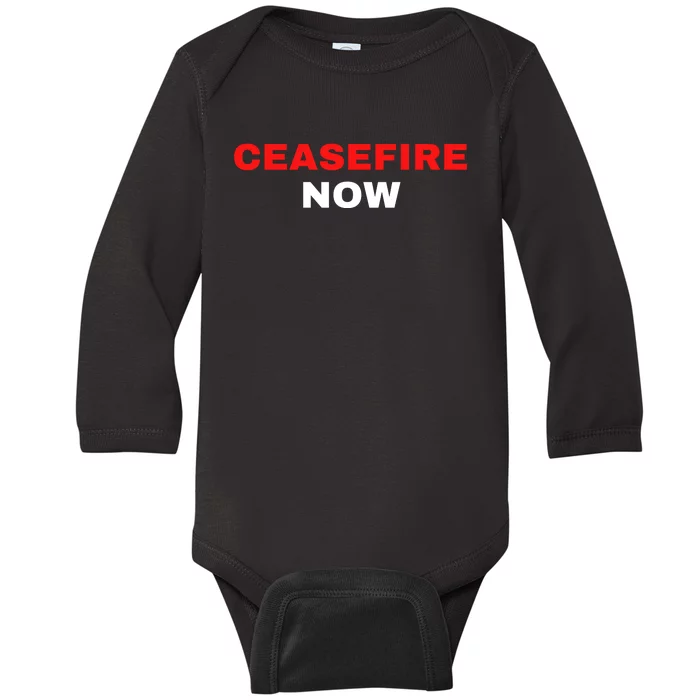 Ceasefire Now Palestine Baby Long Sleeve Bodysuit