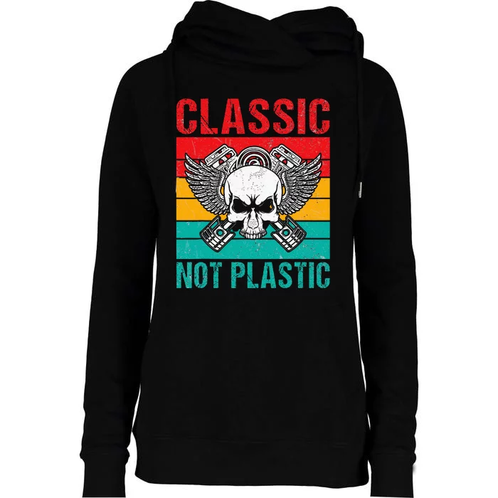 Classic Not Plastic Muscle Car Womens Funnel Neck Pullover Hood