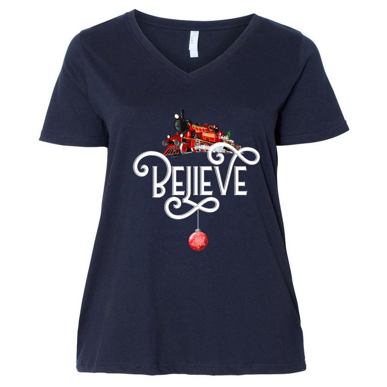 Christmas North Pole Polar Express All Abroad Xmas Santa Meaningful Gift Women's V-Neck Plus Size T-Shirt