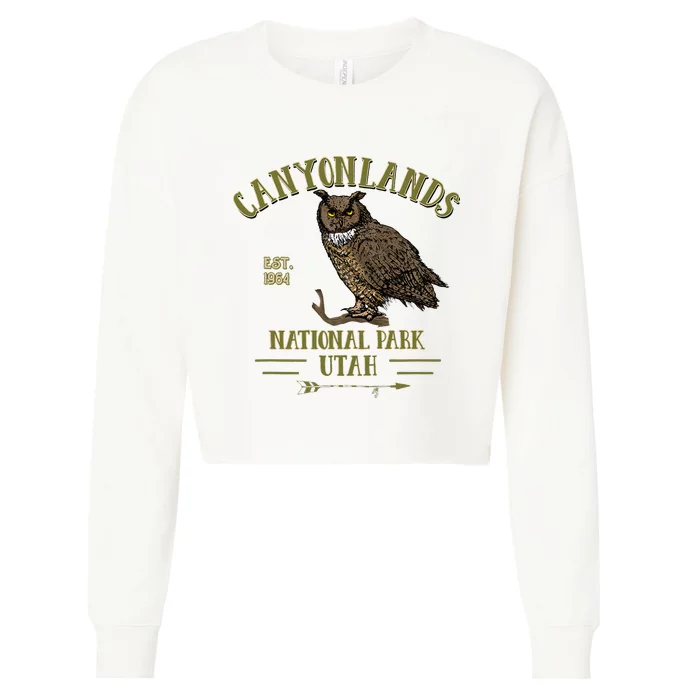 Canyonlands National Park Utah Great Horned Owl Souvenir Cropped Pullover Crew