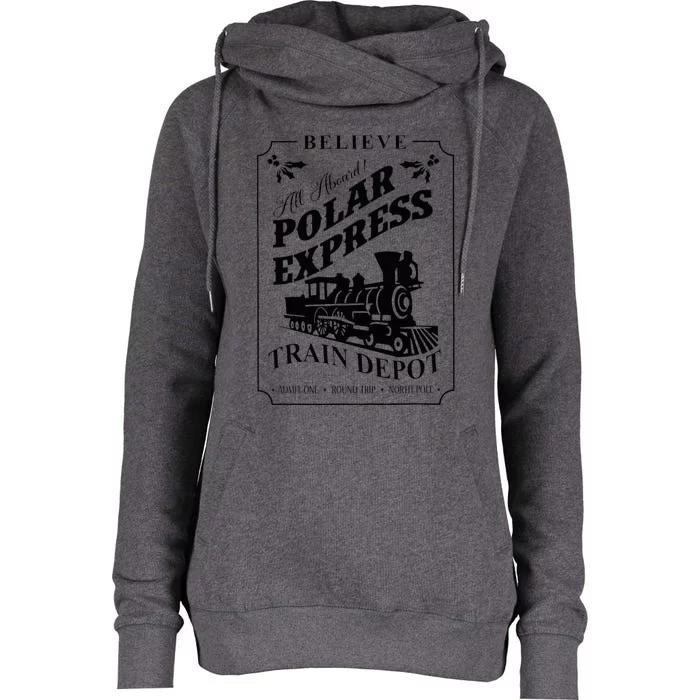 Christmas North Pole P.O.L.A.R E.X.P.R.E.S.S All Abroad Xmas Womens Funnel Neck Pullover Hood