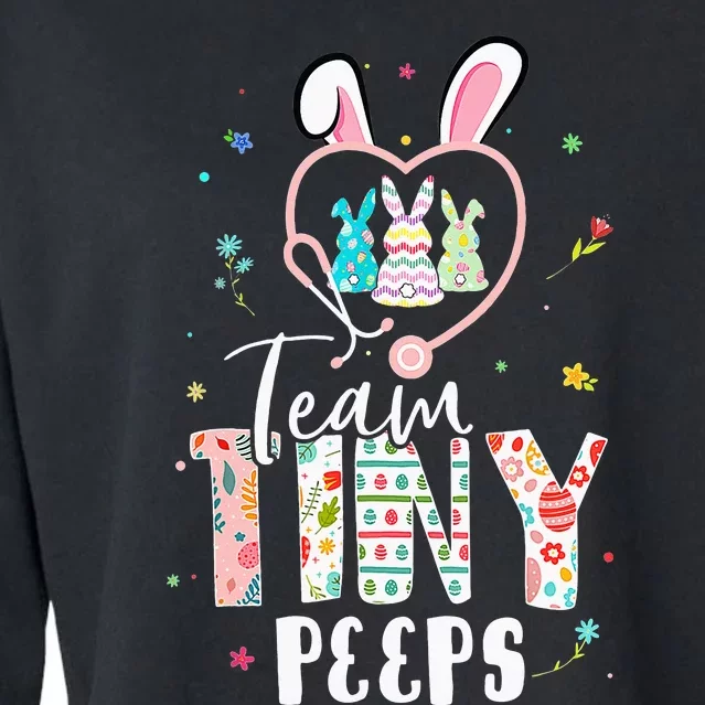 Cute NICU PICU L&D Nurse Easter Day Stethoscope Cute Bunny Cropped Pullover Crew