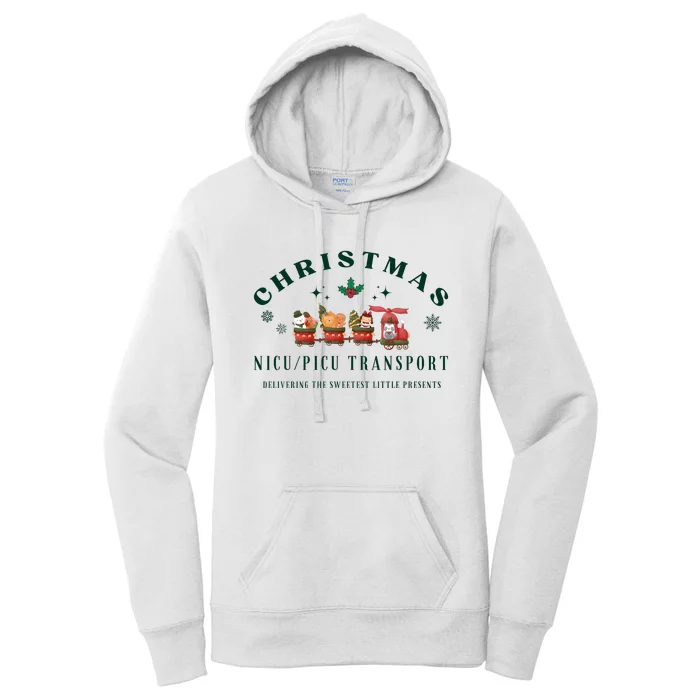 Christmas Nicu Picu Transport Deivering The Sweetest Little Present Women's Pullover Hoodie