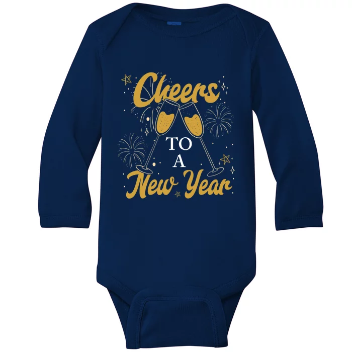 Cheers Nye Party Gift Fireworks Champagne Happy New Year Great Gift Baby Long Sleeve Bodysuit