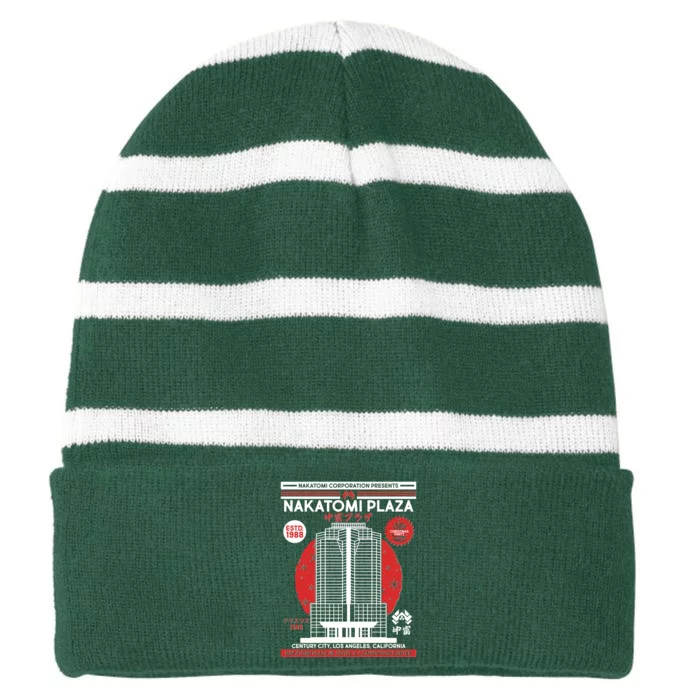 Classic Nakatomi Plaza Christmas Party Flyer Poster Striped Beanie with Solid Band