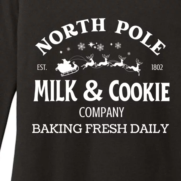 Cute North Pole Milk And Cookie Company Santa Claus Christmas Gift Womens CVC Long Sleeve Shirt