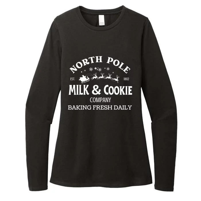 Cute North Pole Milk And Cookie Company Santa Claus Christmas Gift Womens CVC Long Sleeve Shirt