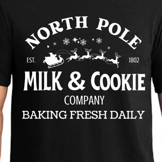 Cute North Pole Milk And Cookie Company Santa Claus Christmas Gift Pajama Set