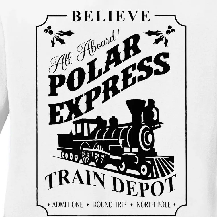 Christmas North Pole P.O.L.A.R Express All Abroad Xmas Ladies Long Sleeve Shirt