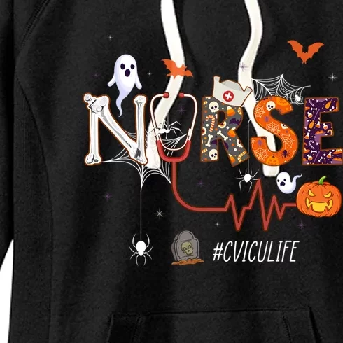 Cvicu Nurse Pumpkin Halloween Cardiovascular Icu Nursing Gift Women's Fleece Hoodie