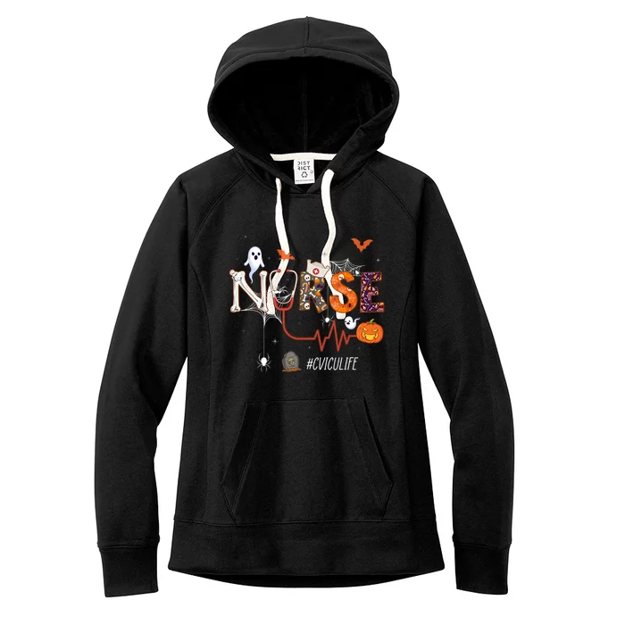 Cvicu Nurse Pumpkin Halloween Cardiovascular Icu Nursing Gift Women's Fleece Hoodie