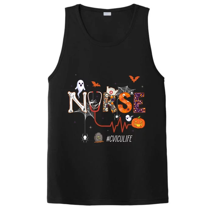 Cvicu Nurse Pumpkin Halloween Cardiovascular Icu Nursing Gift Performance Tank