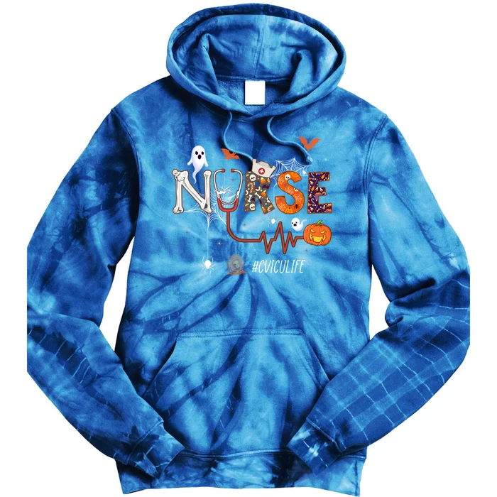 Cvicu Nurse Pumpkin Halloween Cardiovascular Icu Nursing Gift Tie Dye Hoodie