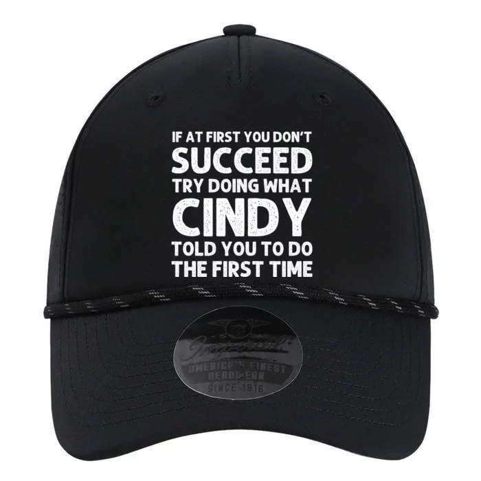 Cindy Name Personalized Funny Christmas Joke If At First You Dont Succeed Performance The Dyno Cap