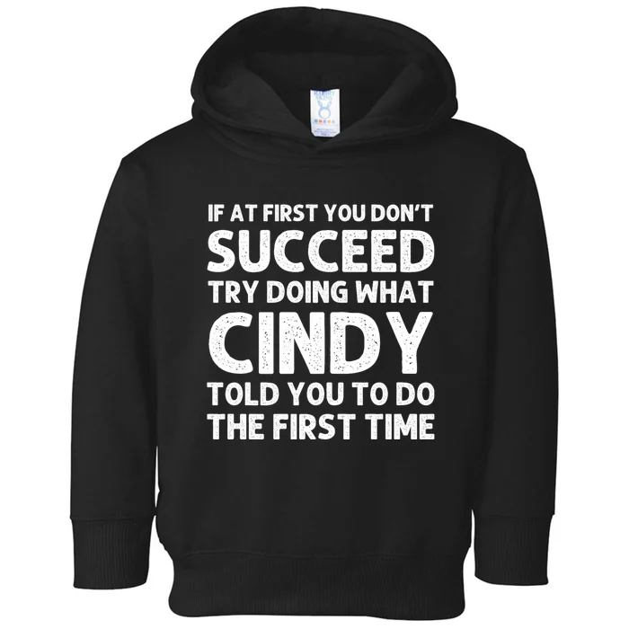 Cindy Name Personalized Funny Christmas Joke If At First You Dont Succeed Toddler Hoodie