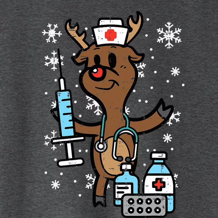 Christmas Nurse Reindeer Funny Xmas Nursing Scrub Top Women's Crop Top Tee