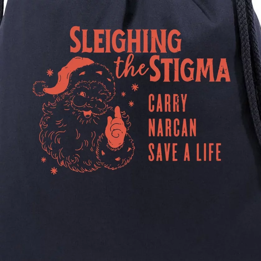 Christmas Narcan Retro Santa Carry Narcan Harm Reduction Drawstring Bag