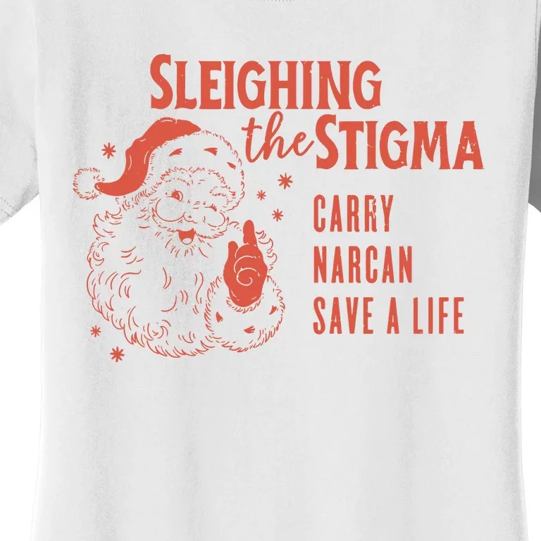 Christmas Narcan Retro Santa Carry Narcan Harm Reduction Women's T-Shirt