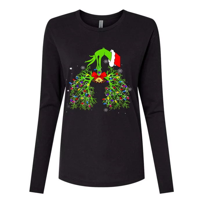 Christmas Nurse Respiratory Therapist Lung Xmas Lights Womens Cotton Relaxed Long Sleeve T-Shirt