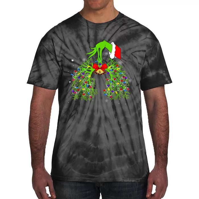 Christmas Nurse Respiratory Therapist Lung Xmas Lights Tie-Dye T-Shirt