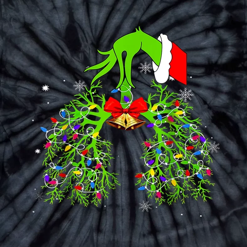 Christmas Nurse Respiratory Therapist Lung Xmas Lights Tie-Dye T-Shirt