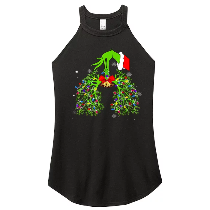 Christmas Nurse Respiratory Therapist Lung Xmas Lights Women’s Perfect Tri Rocker Tank