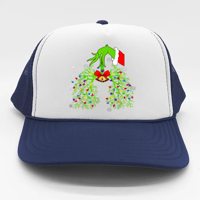 Christmas Nurse Respiratory Therapist Lung Xmas Lights Trucker Hat