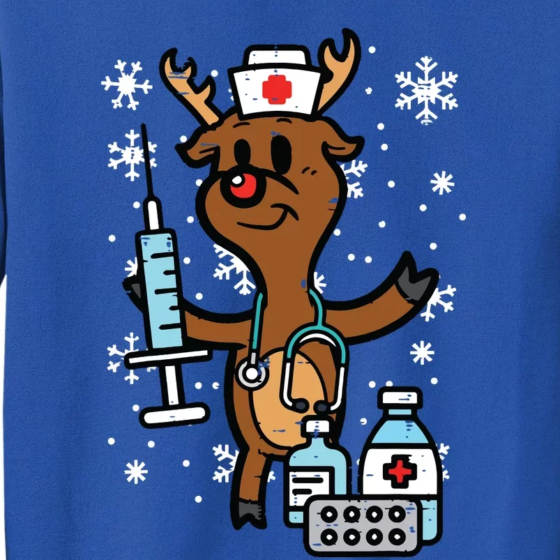 Christmas Nurse Reindeer Funny Xmas Nursing Scrub Top Women Sweatshirt