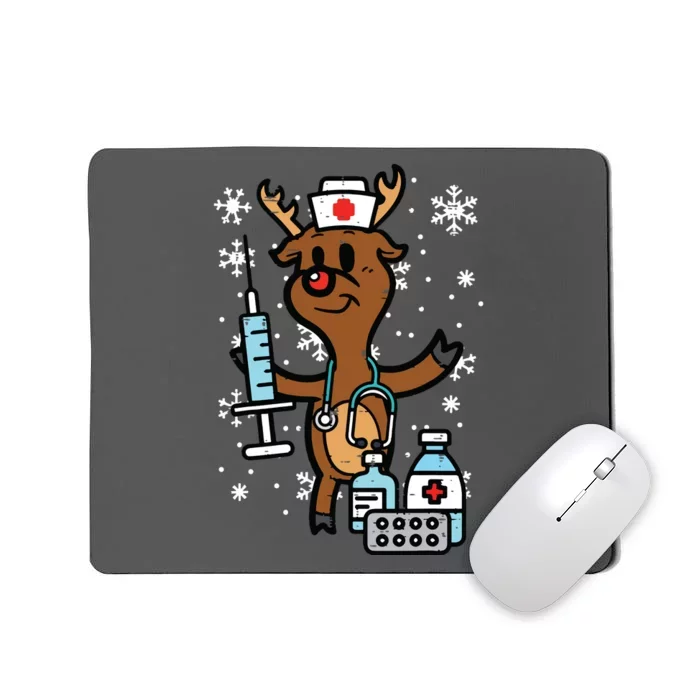 Christmas Nurse Reindeer Funny Xmas Nursing Scrub Top Women Mousepad