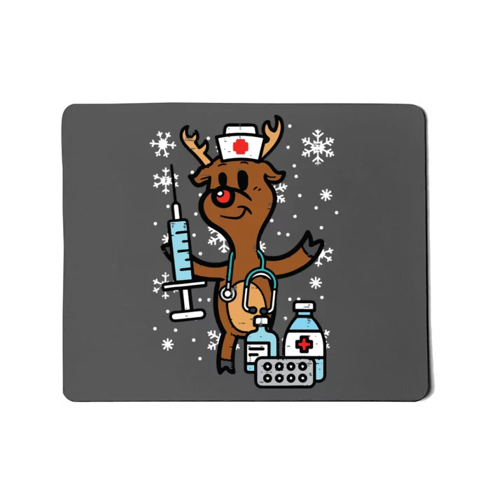 Christmas Nurse Reindeer Funny Xmas Nursing Scrub Top Women Mousepad