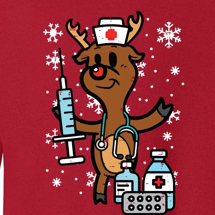 Christmas Nurse Reindeer Funny Xmas Nursing Scrub Top Women Toddler Sweatshirt