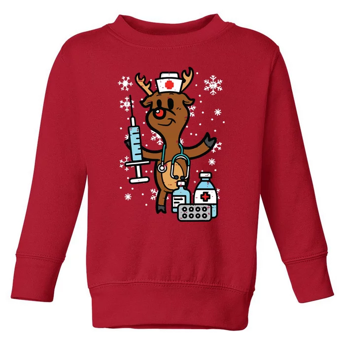 Christmas Nurse Reindeer Funny Xmas Nursing Scrub Top Women Toddler Sweatshirt