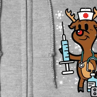 Christmas Nurse Reindeer Funny Xmas Nursing Scrub Top Women Full Zip Hoodie