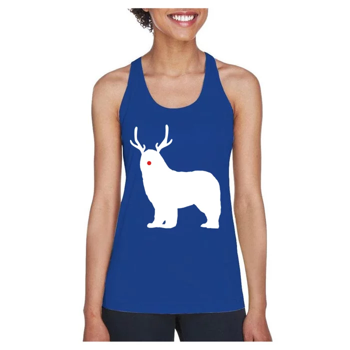 Christmas Newfoundland Reindeer Newfie Dog Gift Women's Racerback Tank