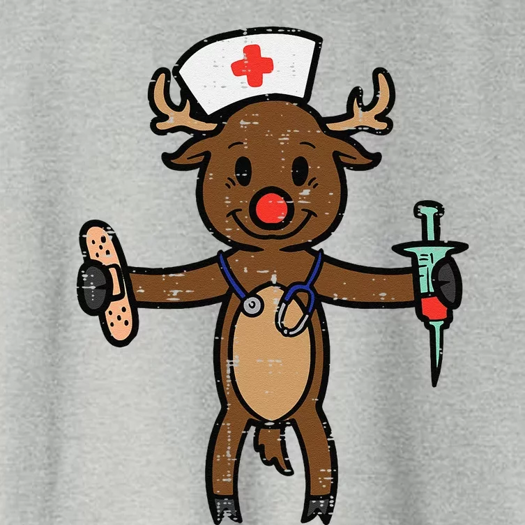 Christmas Nurse Reindeer Funny Xmas Nursing Scrub Top Funny Gift Women's Crop Top Tee