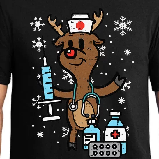 Christmas Nurse Reindeer Funny Xmas Nursing Scrub Top Funny Pajama Set