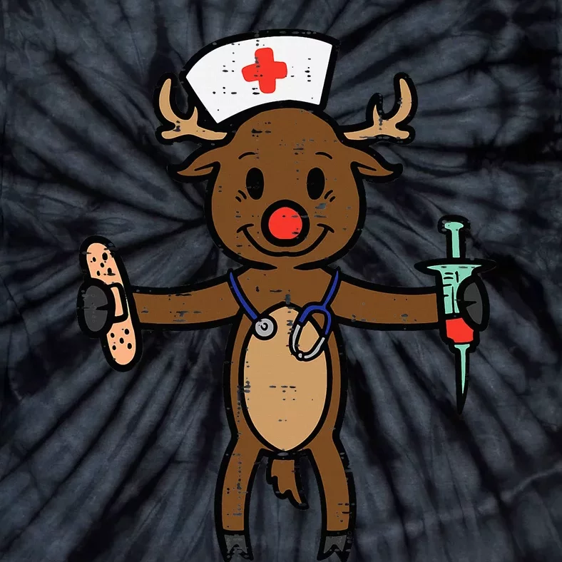 Christmas Nurse Reindeer Funny Xmas Nursing Tie-Dye T-Shirt