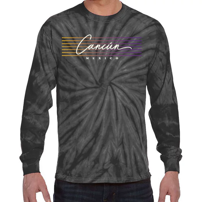 Cancun Nostalgic Retro Style Mexico Tie-Dye Long Sleeve Shirt