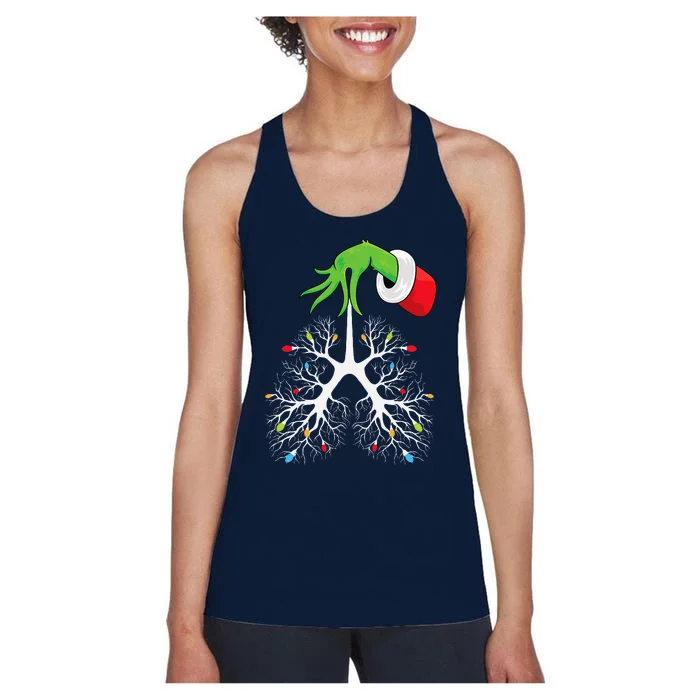 Christmas Nurse Respiratory Therapist Lung Lights Funnyxmas Women's Racerback Tank