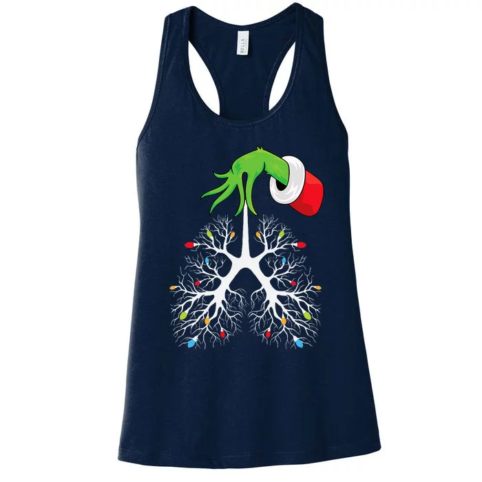 Christmas Nurse Respiratory Therapist Lung Lights Funnyxmas Women's Racerback Tank