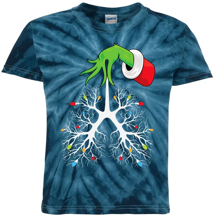 Christmas Nurse Respiratory Therapist Lung Lights Funnyxmas Kids Tie-Dye T-Shirt