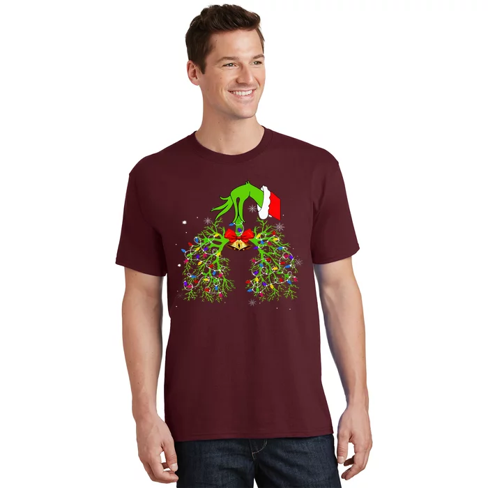 Christmas Nurse Respiratory Therapist Lung Xmas Lights T-Shirt