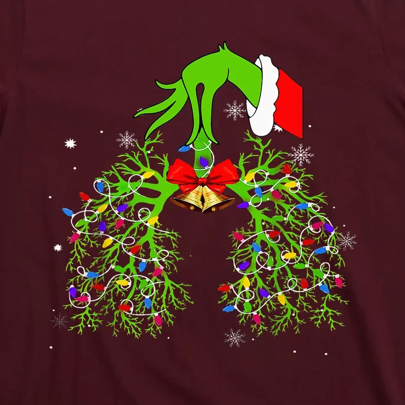 Christmas Nurse Respiratory Therapist Lung Xmas Lights T-Shirt