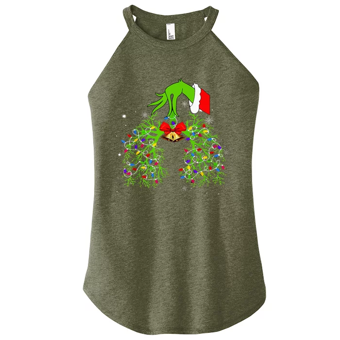 Christmas Nurse Respiratory Therapist Lung Xmas Lights Women’s Perfect Tri Rocker Tank