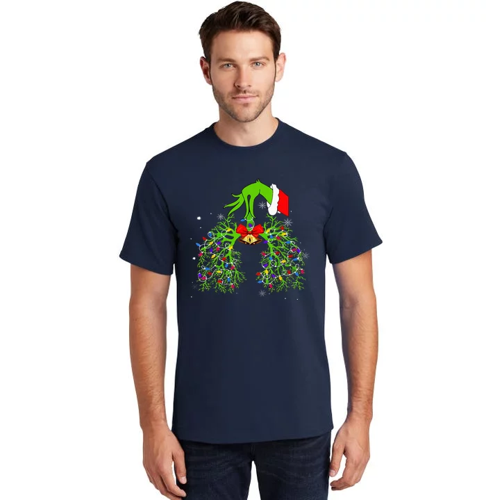 Christmas Nurse Respiratory Therapist Lung Xmas Lights Tall T-Shirt