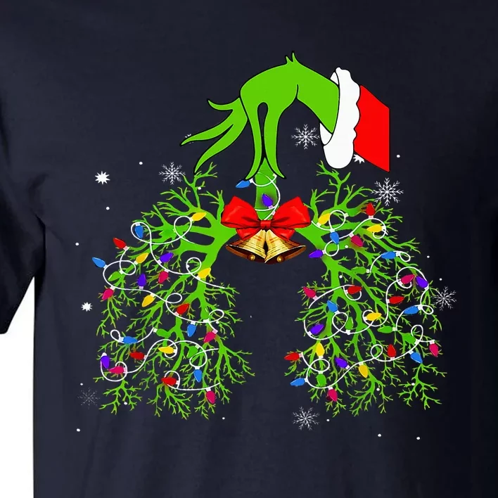 Christmas Nurse Respiratory Therapist Lung Xmas Lights Tall T-Shirt